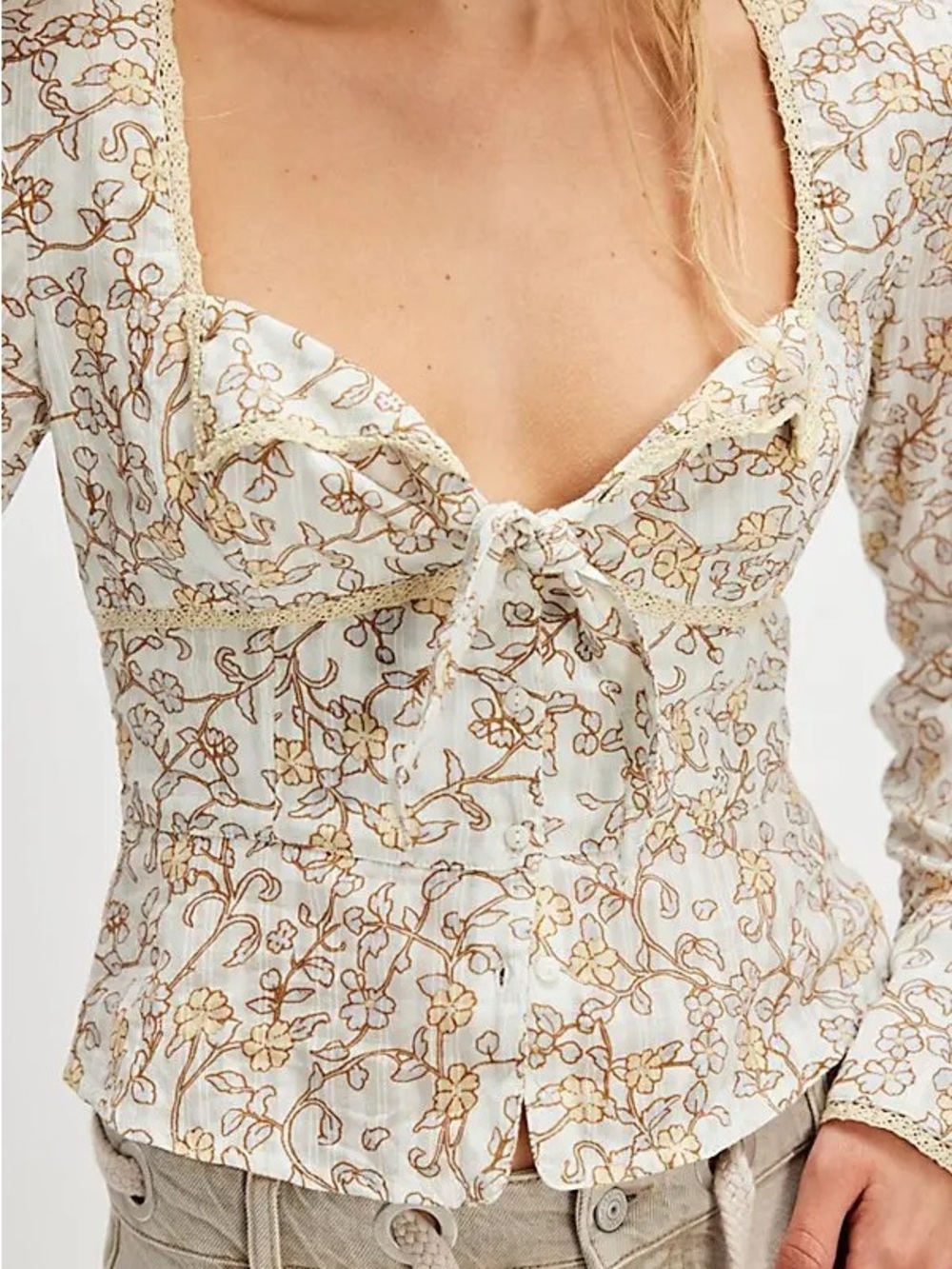 Free People Call Me Baby Long-Sleeve Blouse